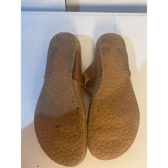 Yokono Leather Brown T Strap Thong Cork Footbed Flip Flop Adjustable Sandal 9.5 - Picture 6 of 7